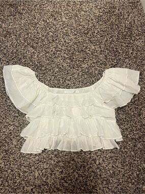 Altar'd State White Tiered Ruffle Crop Top